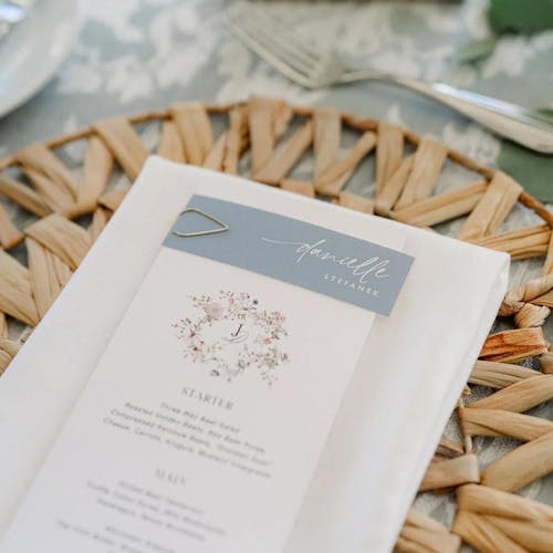 Wedding Name Tags for Menus - Modern Handwriting