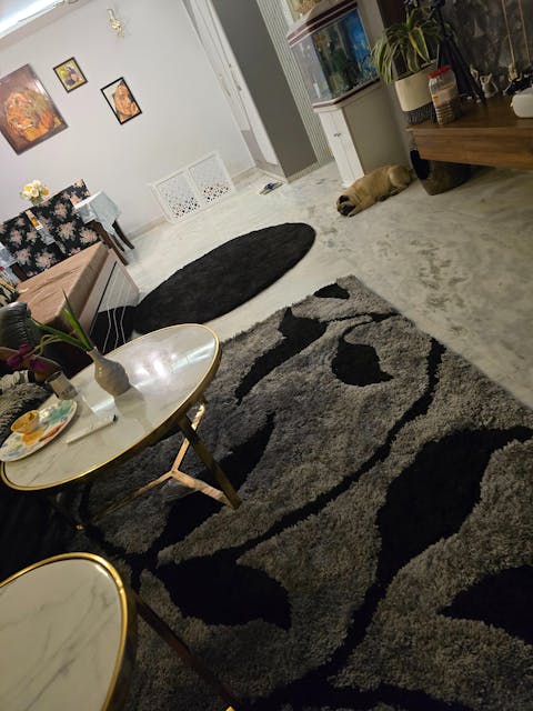 Black Soft Round Carpet 2 inch long pile  – Premium Luxury Carpet – Soft Feel with Anti-Skid Rubber Backing