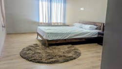 Beige Mouse Colour Soft Microfiber Round Carpet – 2 inch long pile Premium Quality & Anti-Skid Rubber Backing