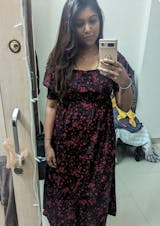 Black printed crepe midi