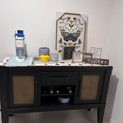 Mid Century Modern 1950s Retro Floral Table Runner, Minimalist MCM Cream, Olive, Mustard Table Linens