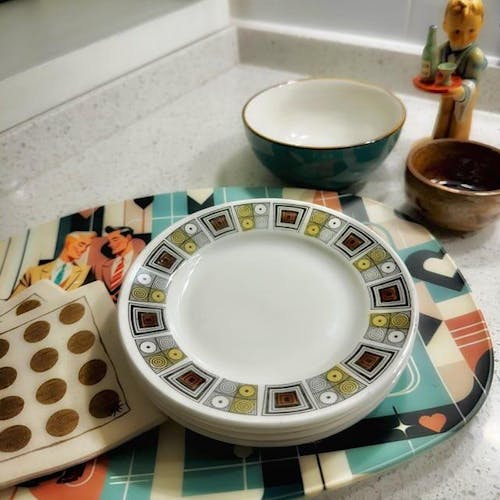 Dapper Gents Retro Platter, Gay Couples Kitschy Vintage Serving Tray, Mid Century Modern Love Festive Dish