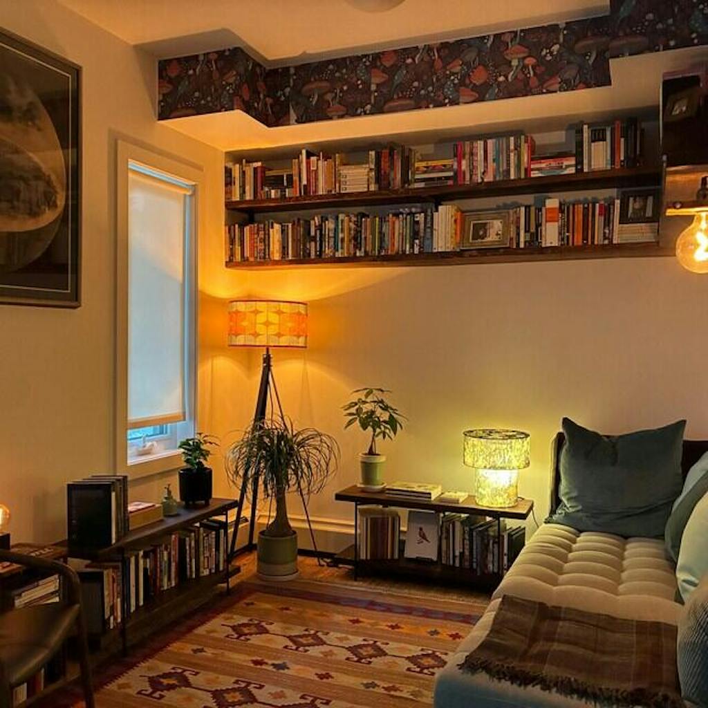 Retro Mod 60s Drum Lampshade, Mid Century Modern Teal Orange Geometric Light Cover