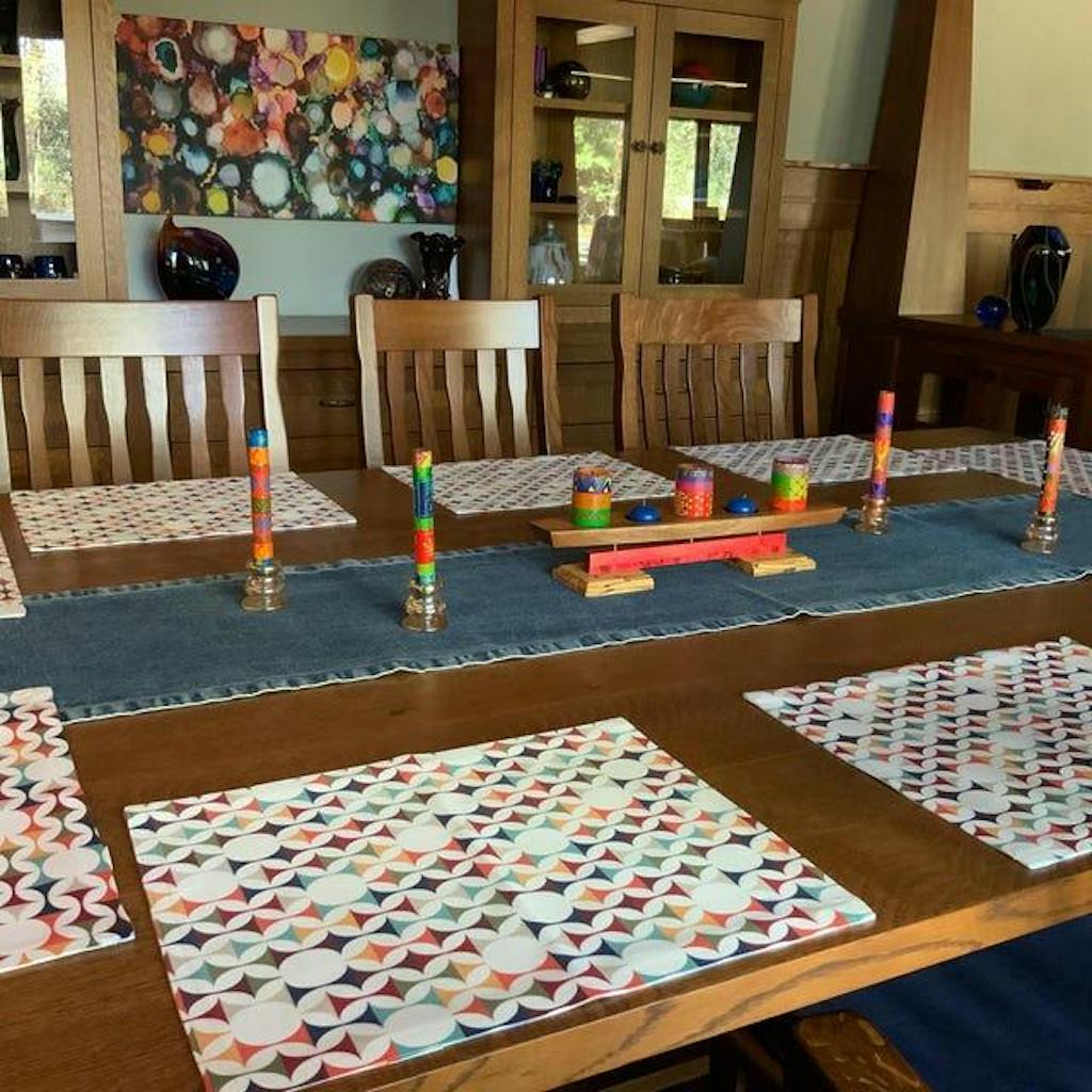 Set of 4 Mid Century Modern Retro Geometric Placemats, 50s MCM Cream, Teal, Mustard, and Rust Table Mats