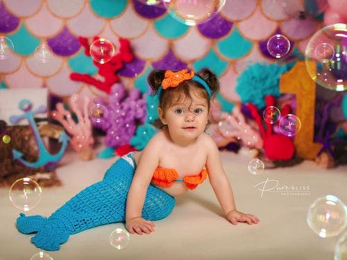 Kate Mermaid 1's Birthday Balloons Backdrop for Photography