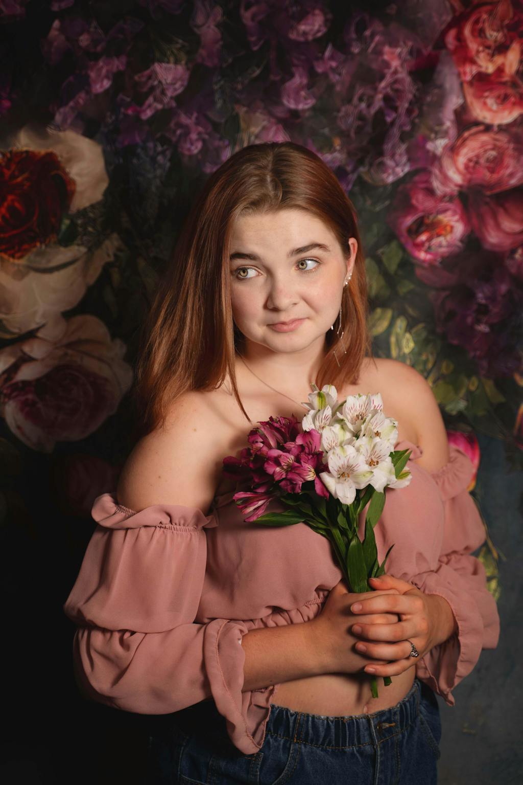 Kate Fine Art Oil Painterly floral Dark Teal Backdrop for Photography