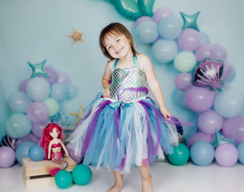 Kate Summer Mermaid Balloon Underwater Cake Smash Backdrop Designed by