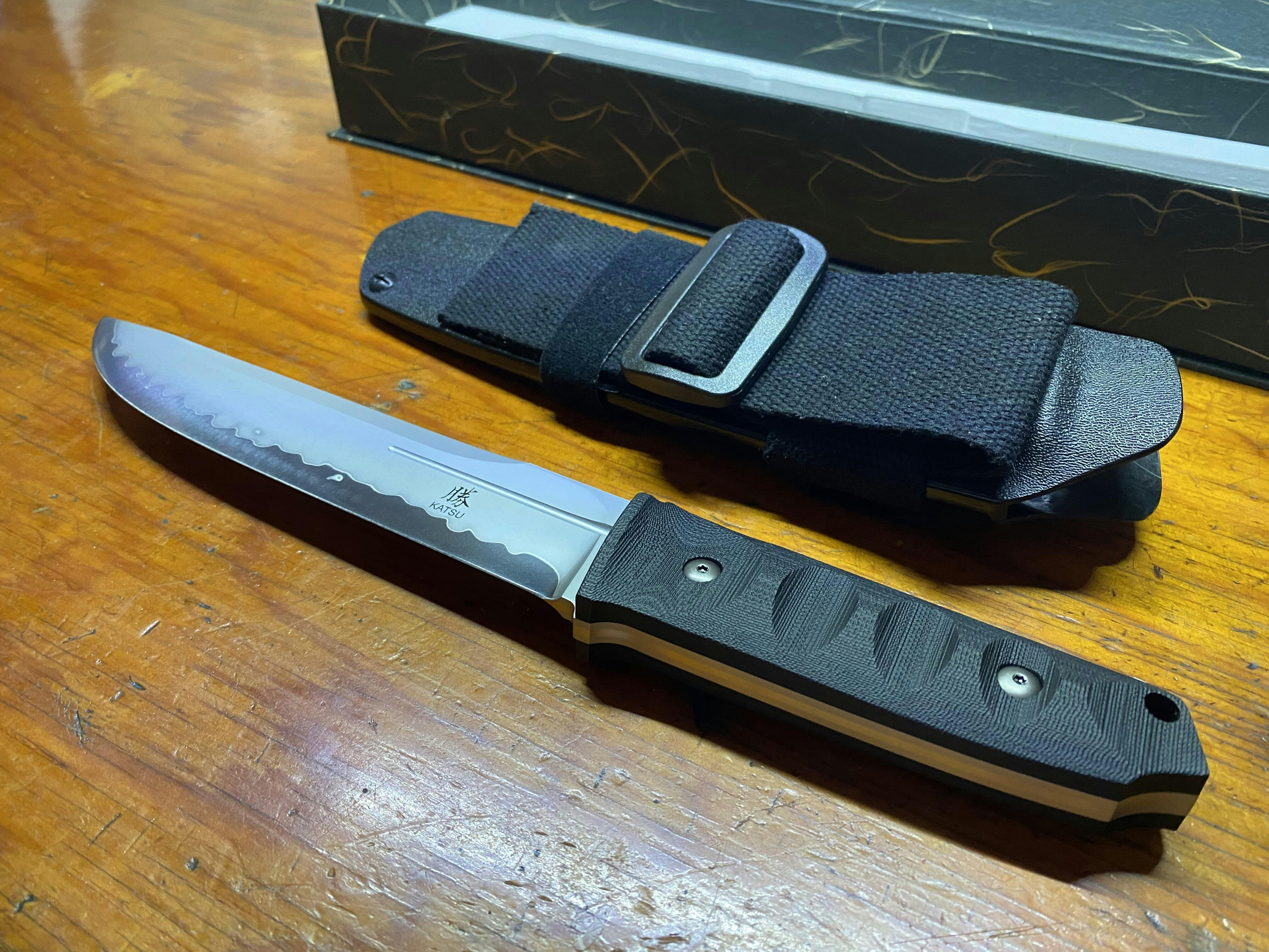 KATSU FB01, SLD-MAGIC Steel Fixed Blade Knife, Kydex Sheath, Sakura Bl ...