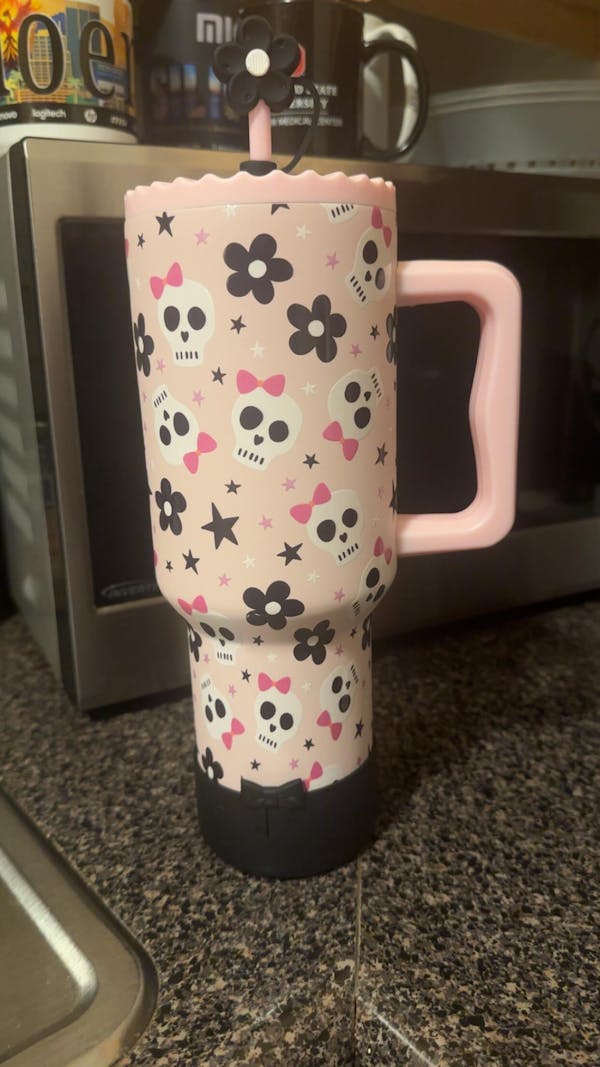 Skull Flower Bow Drink Tumbler