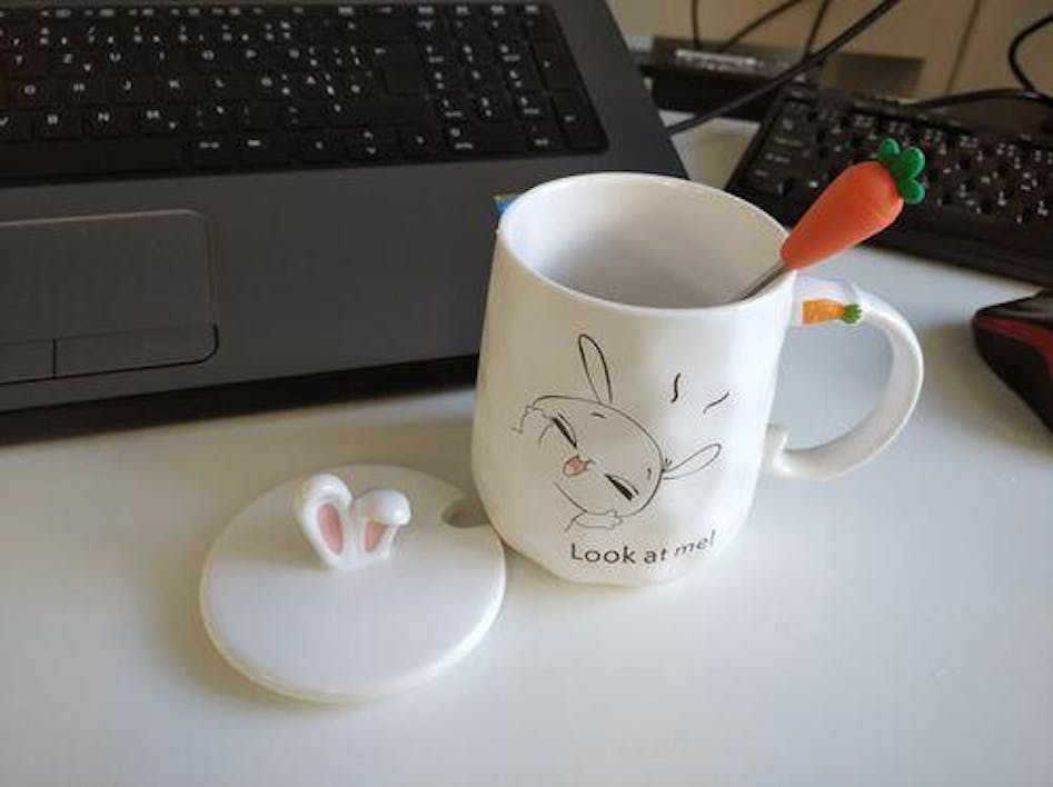 Kawaii Donut Bunny Ceramic Mug With Lid + Spoon – Kawaiies