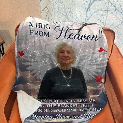 A Hug From Heaven Memorial Sympathy Wings - Personalized Custom Blanket
