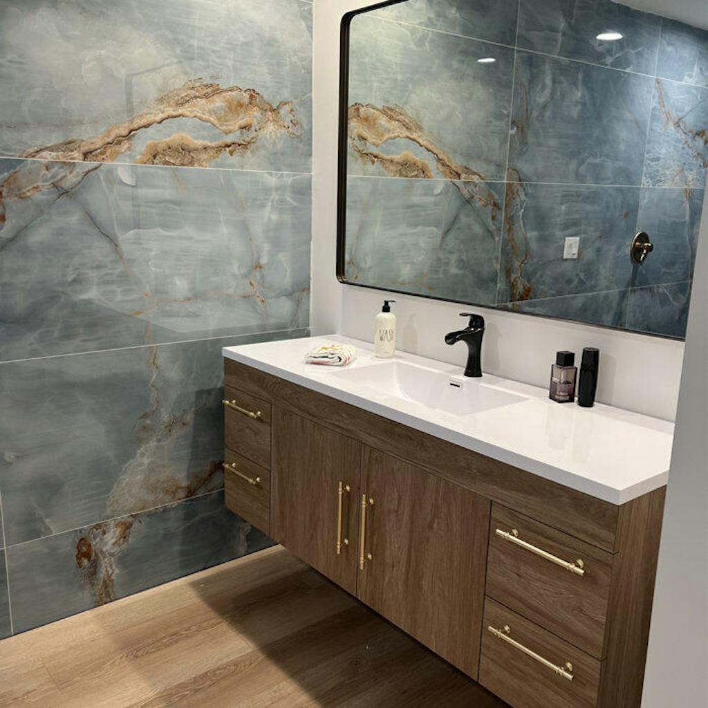 Elsa 60" Wall Mounted Bathroom Vanity with Reinforced Acrylic Integrated Sink Top