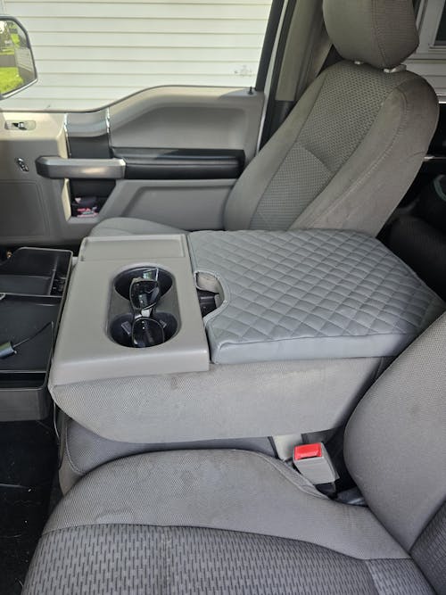 KBH Center Console Armrest PU Leather Cover for Jump Seat 2015-2025 Ford F150 , 2017-2025 Ford F250 F350 F450 F550 Super Duty