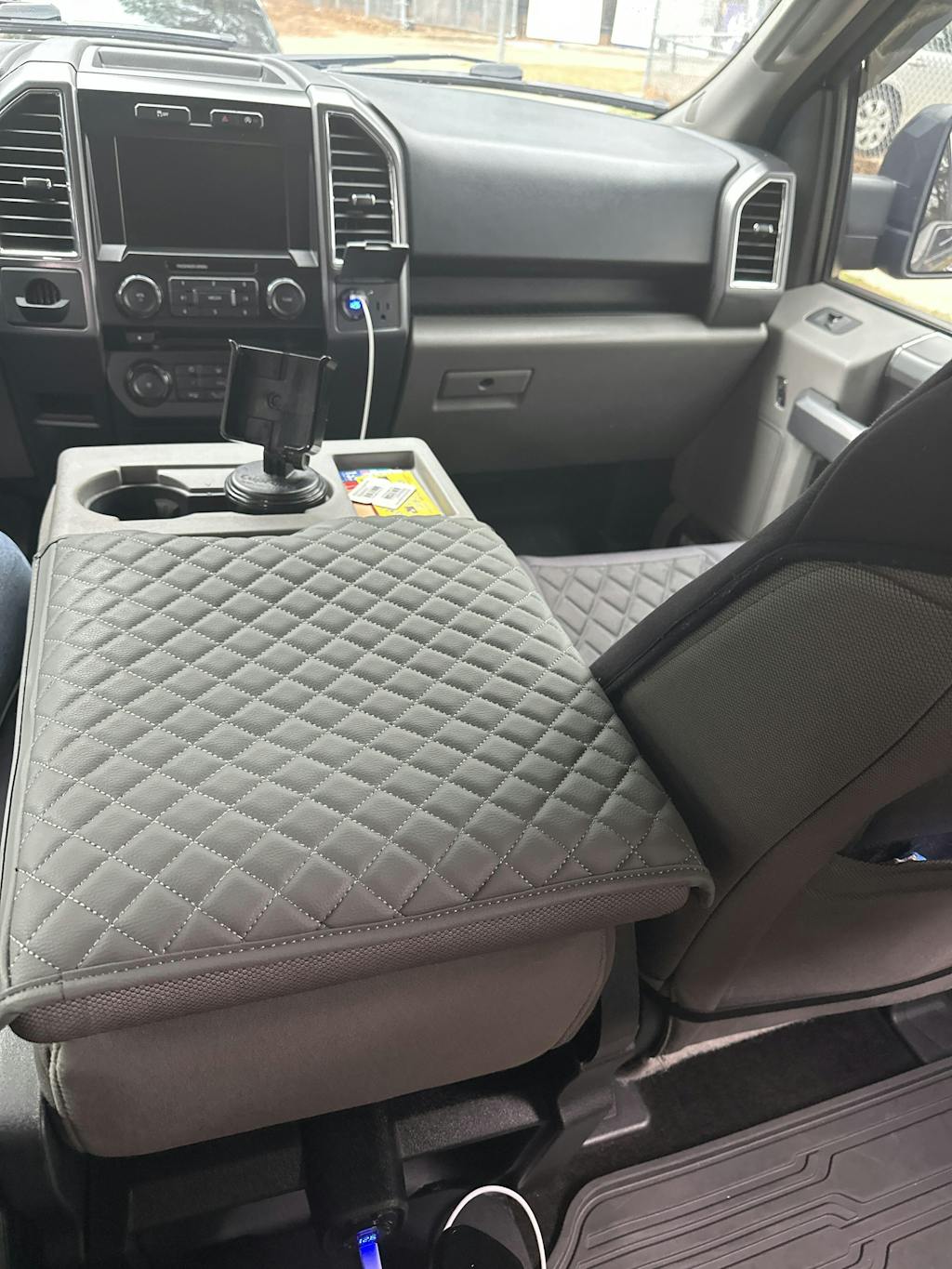 KBH Center Console Armrest Cover Pad for Jump Seat 2015-2025 Ford F150, 2017-2025 Ford F250 F350 F450 F550 Super Duty