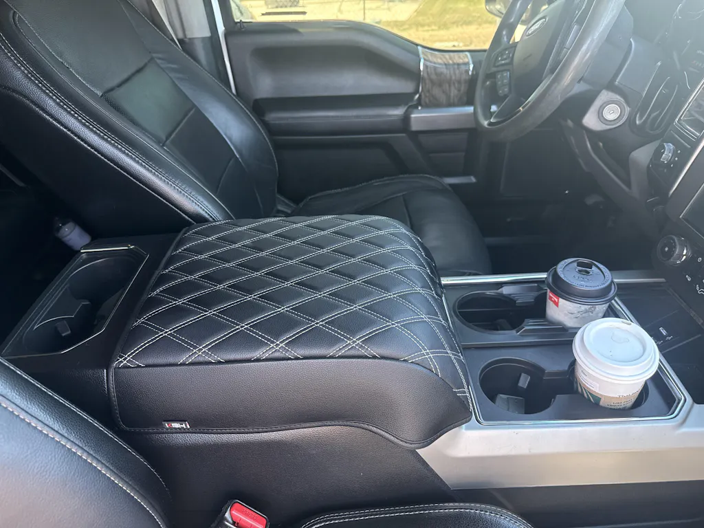 Center Console Armrest Cover Pad for Bucket Seat 2015-2020 Ford F150, 2017-2022 F250 F350 F450 F550 Super Duty, 2018-2024 Ford Expedition