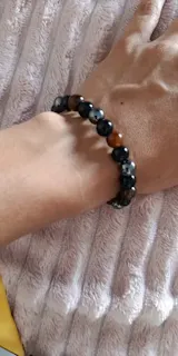 1pc Natural Black Obsidian, Hematite & Tiger Eye Bead Bracelet – Magnetic Soul Jewelry for Men & Women