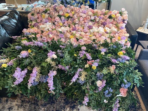 Flower Wall 3D Purple Pink Rose Rolling Up Curtain Floral Backdrop Wedding Party Proposal Decor