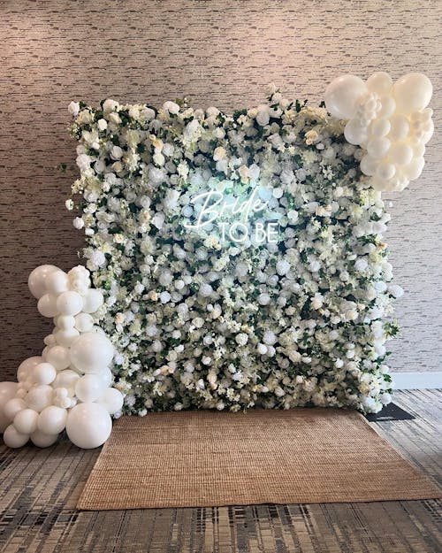 Flower Wall 5D White & Champagne Fabric Artificial Floral Wall Wedding Backdrop