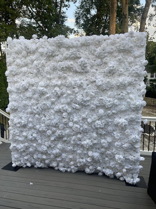 Flower Wall 3D White Rose & Hydrangea Fabric Rolling Up Curtain Floral Backdrop Wedding Party Proposal Decor