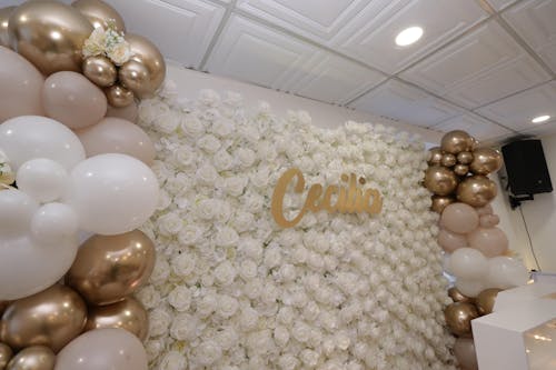 Flower Wall 3D Pure White Rose Floral Backdrop For Party Decor