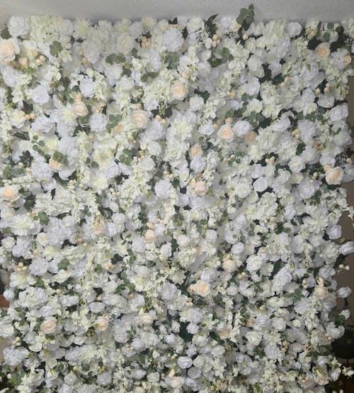 Flower Wall 5D White & Champagne Fabric Artificial Floral Wall Wedding Backdrop