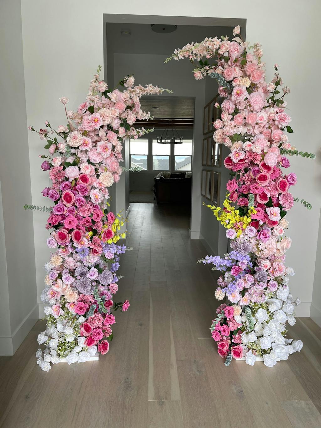 Flower Arch Pink Purple Rose Artificial Florals Backdrop Event Proposal Wedding Decoration