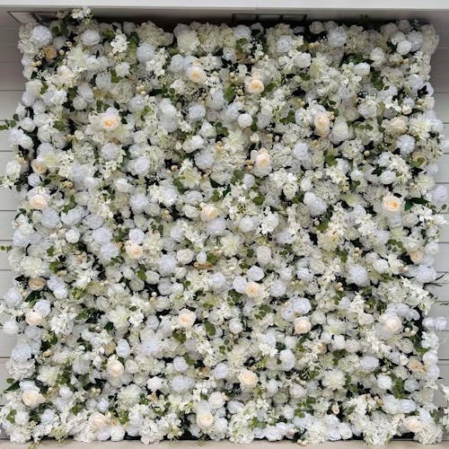 Flower Wall 5D White & Champagne Fabric Artificial Floral Wall Wedding Backdrop