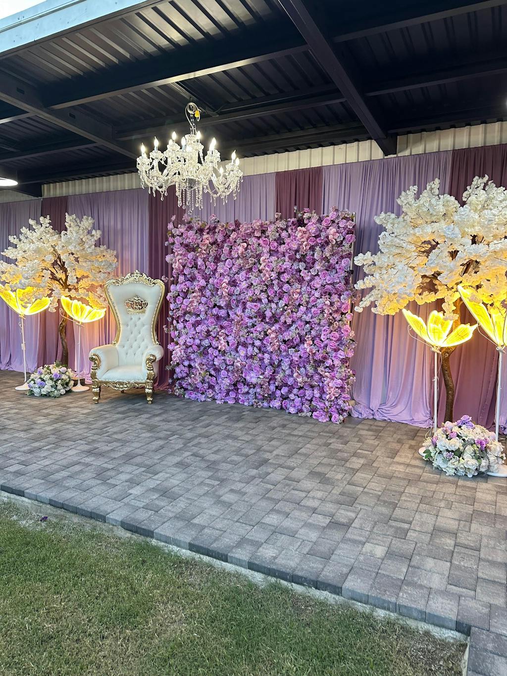 Flower Wall 7D Purple Rolling Up Curtain Floral Backdrop Wedding Party Proposal Decor