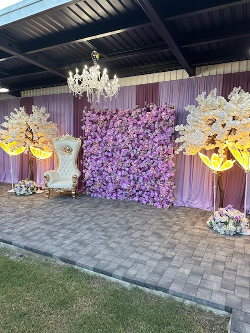 Flower Wall 7D Purple Rolling Up Curtain Floral Backdrop Wedding Party Proposal Decor