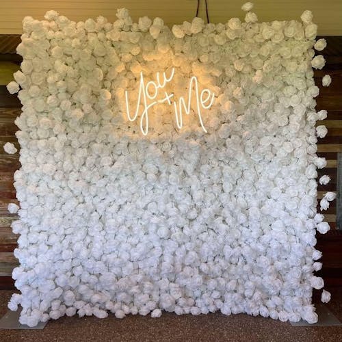 Flower Wall 3D White Rose Fabric Rolling Up Curtain Floral Backdrop Wedding Party Proposal Event Decor