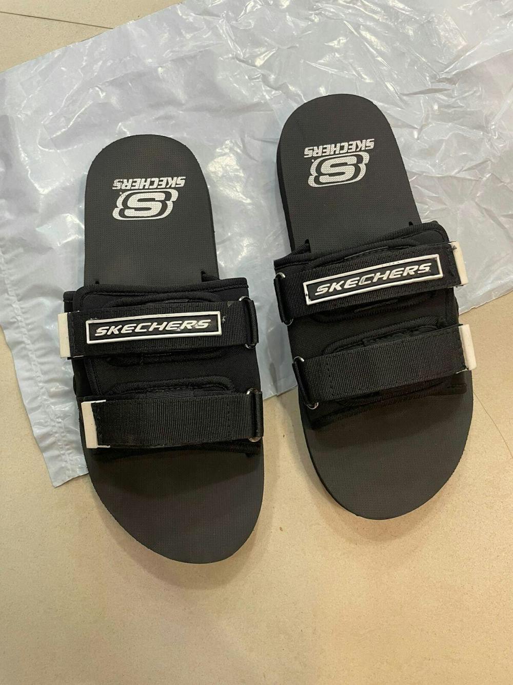 Men's Black Slides | Adjustable Strap Summer Flip Flops | Casual Slippers for Men