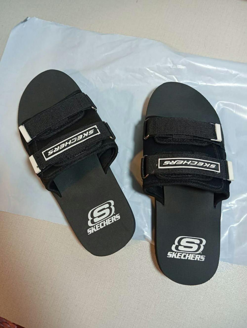 Men's Black Slides | Adjustable Strap Summer Flip Flops | Casual Slippers for Men
