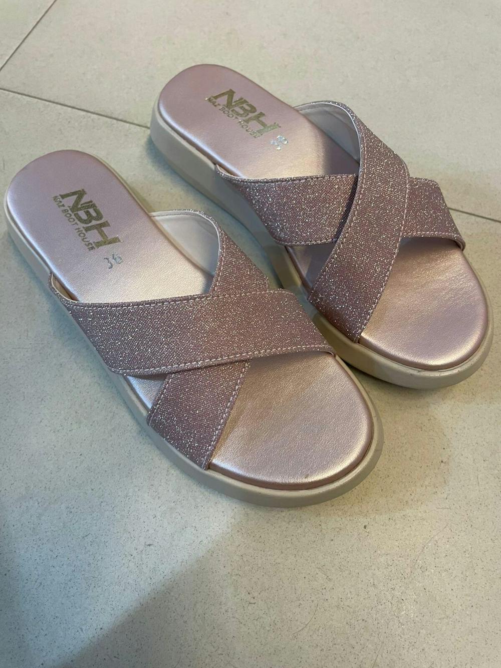 Best Seller Cross Strap Shiny Women Slippers | Elegent Slides For Women- [4020-NBH-36/41]