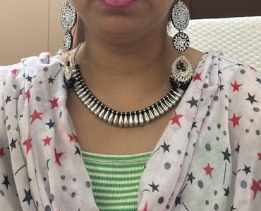 Dijul Black Hand Painted Drop (Earrings) HP-ER-054