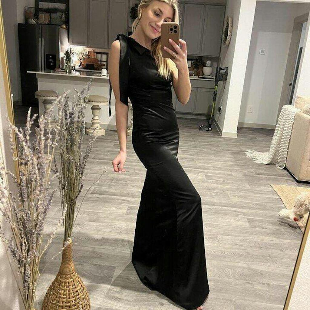Sexy Satin One Shoulder Bridesmaid Dresses Long Zipper Side Floor Length Sheath