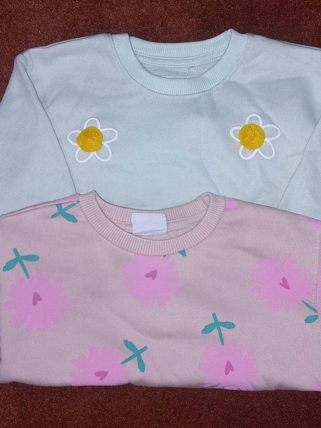 ZR Flower Printed Light Fleece Sweatshirt 13477