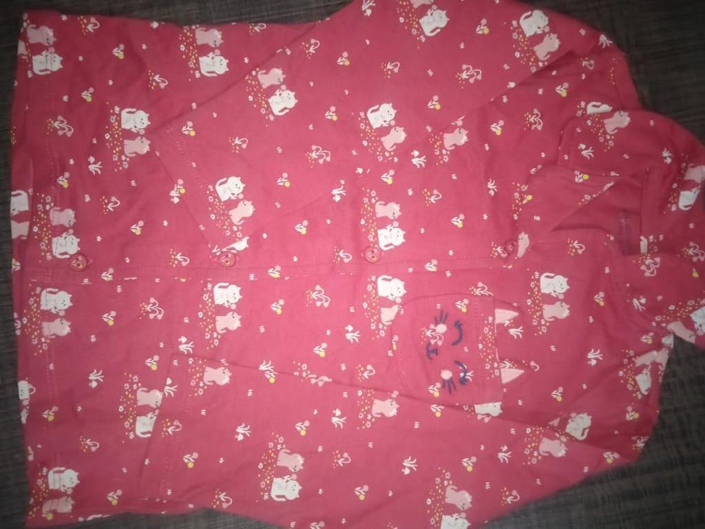 SM Cats Pink Front Open Full Sleeve Shirt 11356