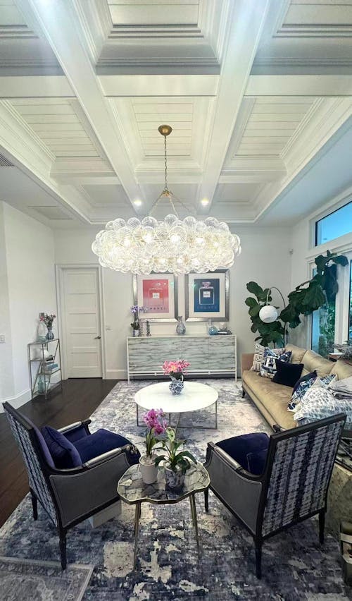 Tala Round Glass Ball  Living Room Chandelier 56"