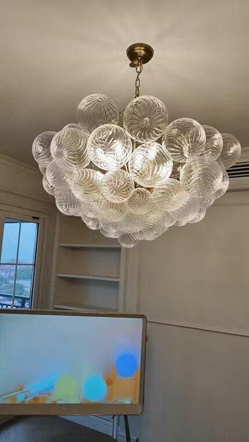 Tala Round Glass Ball Chandelier 33"