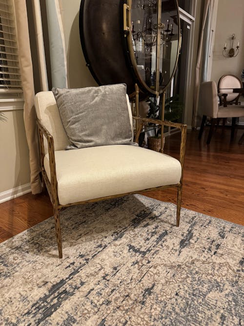 Thaddeus Retro Silver Iron Frame Track Armchair