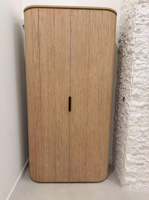 Byron Reeded White Oak Tall Cabinet