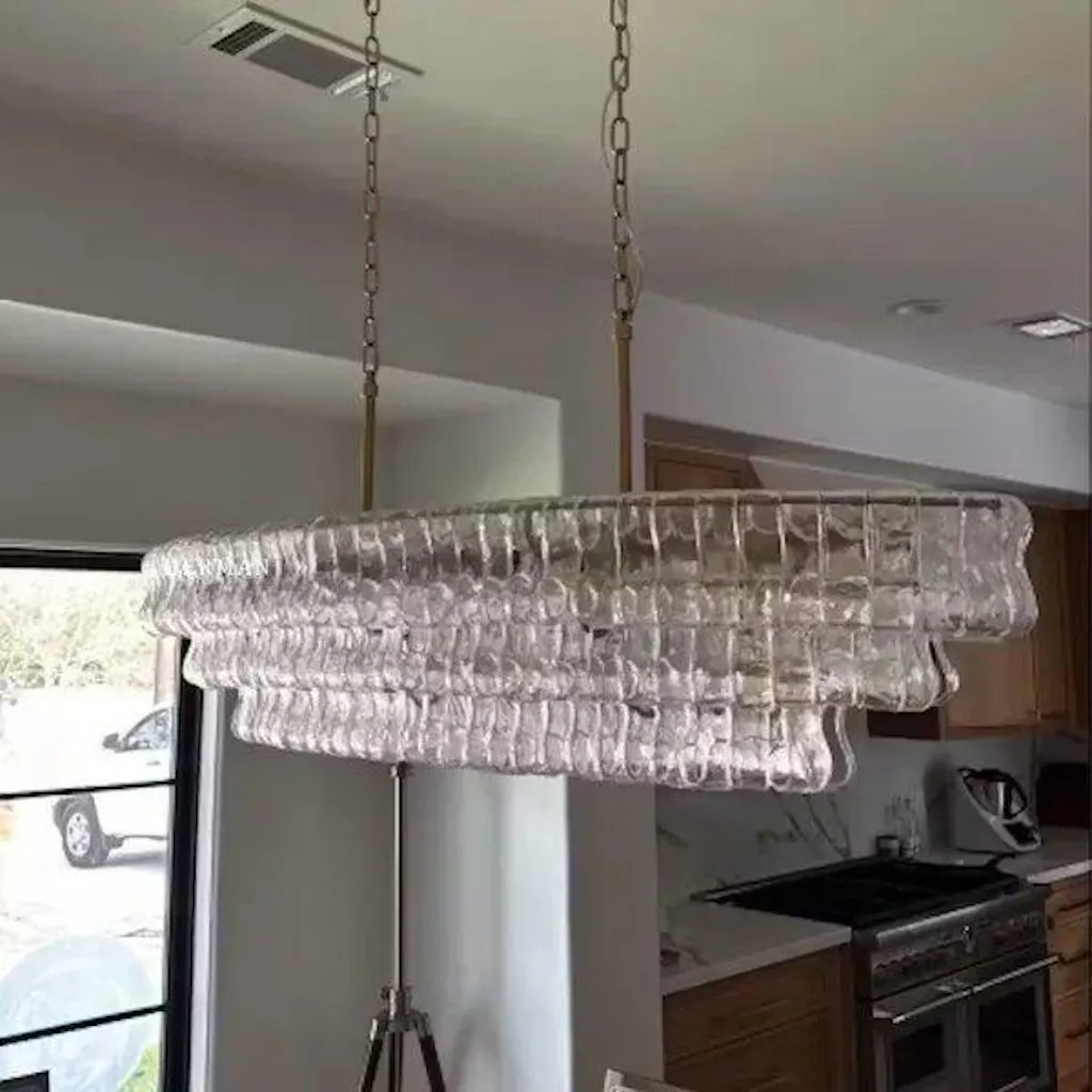 Ghiaccio Glass Oval Chandelier 54"W/65"W