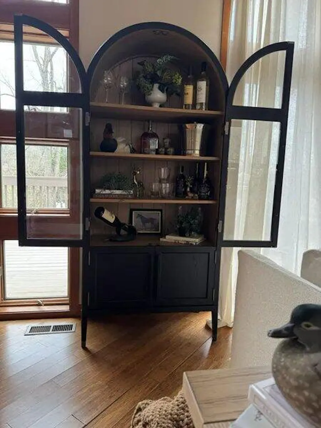 Hattie Glass-Door Oak Cabinet | Modern Farmhouse Design