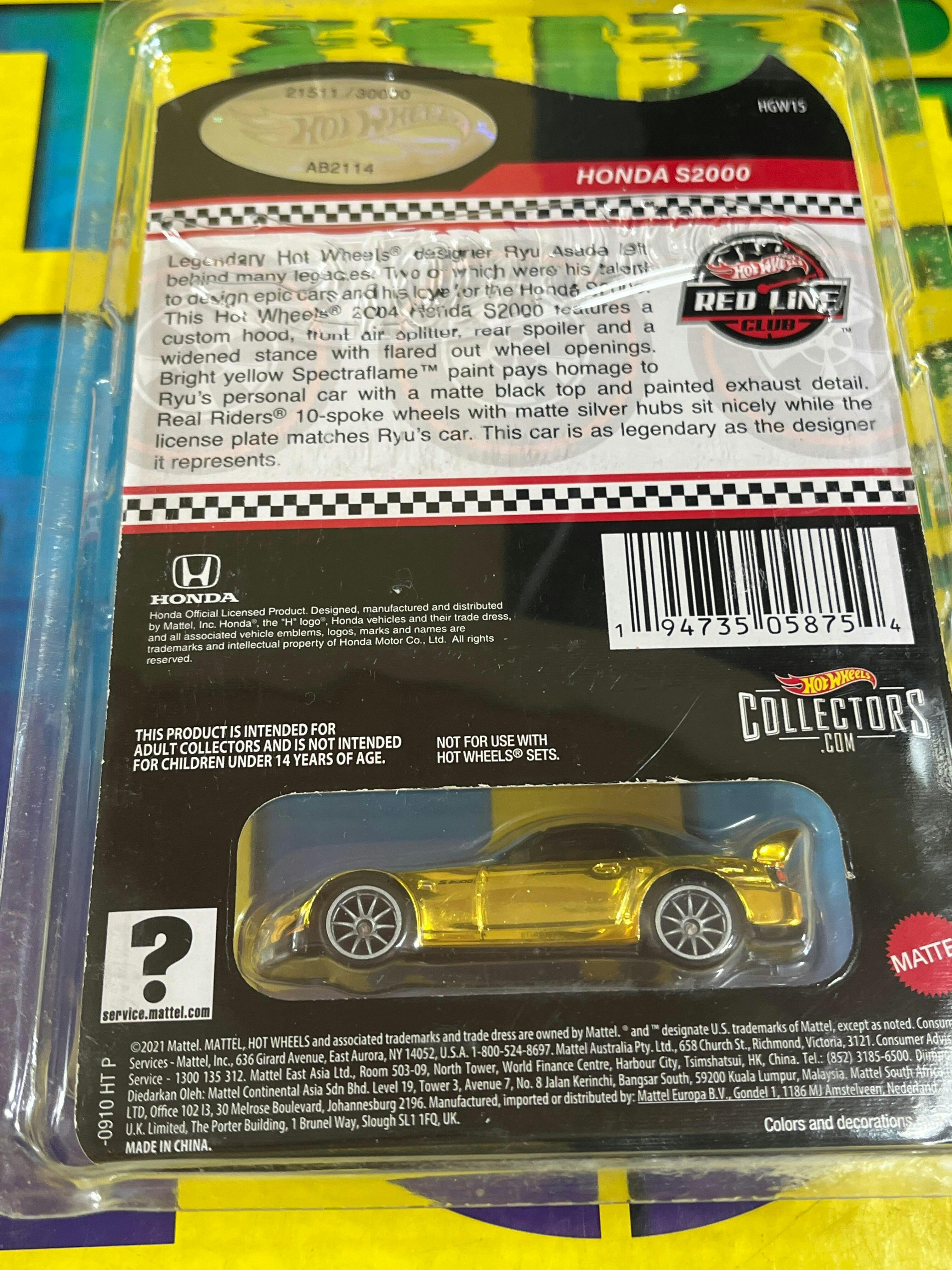 RLC Hot Wheels Honda S2000 - Ryu Asada Tribute (Gold) - Kinder