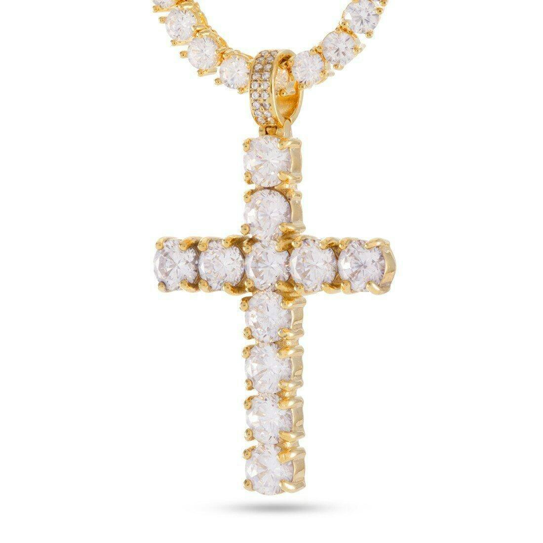 【King Ice】テニス クロス ネックレス 2色 Tennis Cross Necklace | Hip Hop Crosses | King Ice