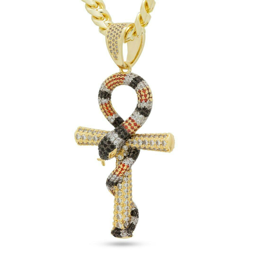 日本未入荷☆KING ICE☆Onyx Beaded Ankh Cross Necklace Iced Apep and Ankh Necklace | Egypt Pieces | King Ice
