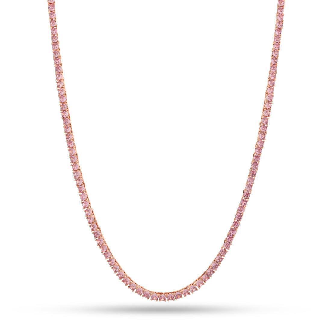 送料関税込【King Ice】3mm TENNIS CHOKER CHAIN☆(2色)国内発送 3mm Pink Tennis Chain | Hip Hop Jewelry | King Ice