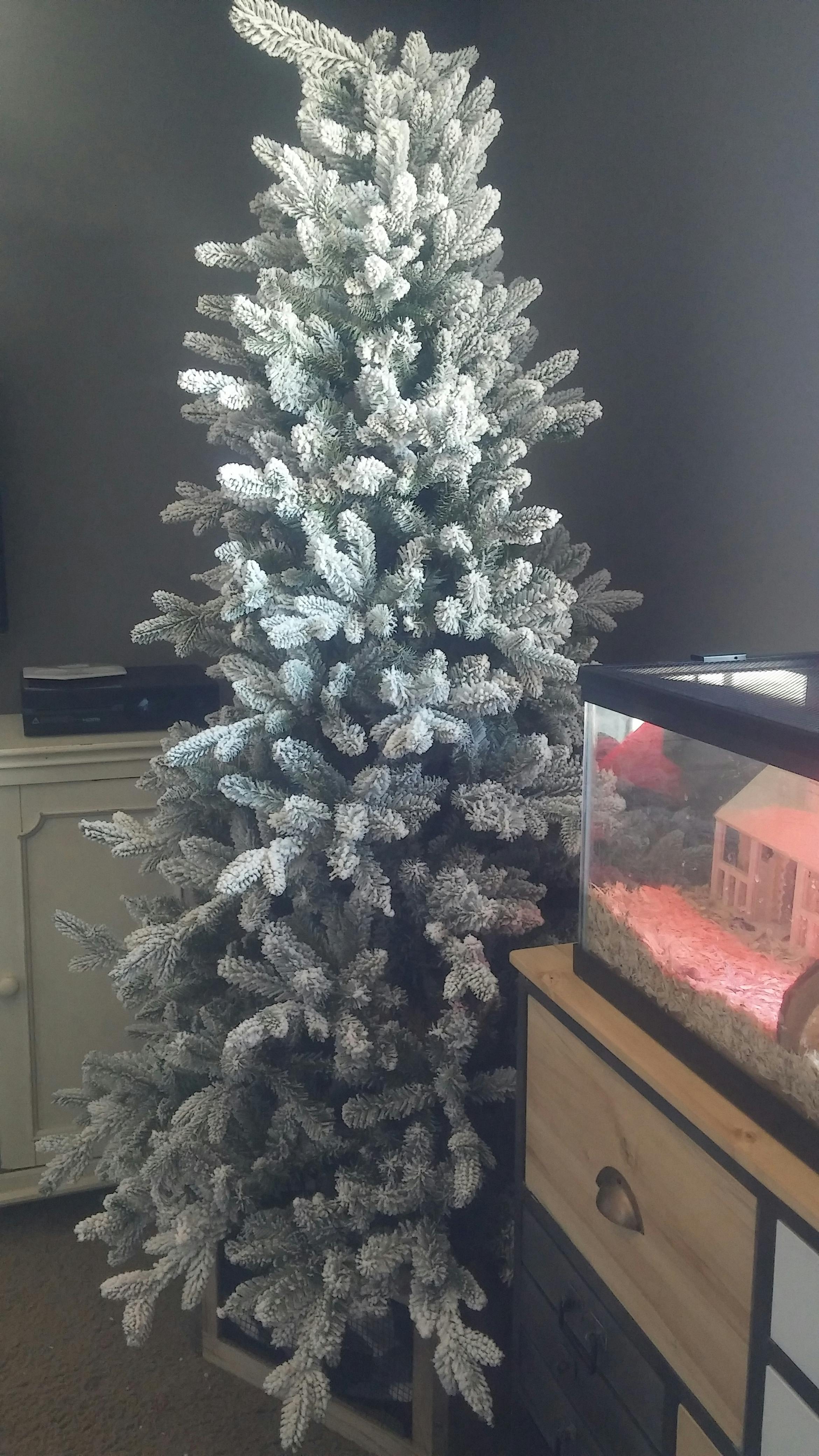 8' Queen Flock® Artificial Christmas Tree with 900 Warm White LED Ligh