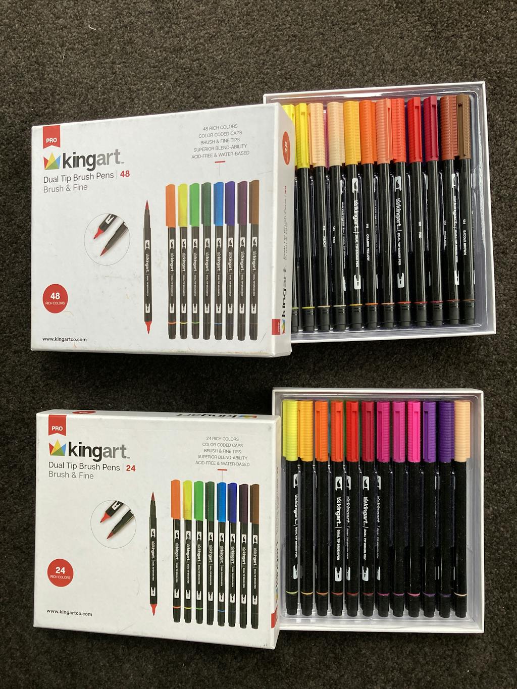 KINGART™ Pro Dual Tip Brush Pen Art Markers, Set of 96 Unique Colors