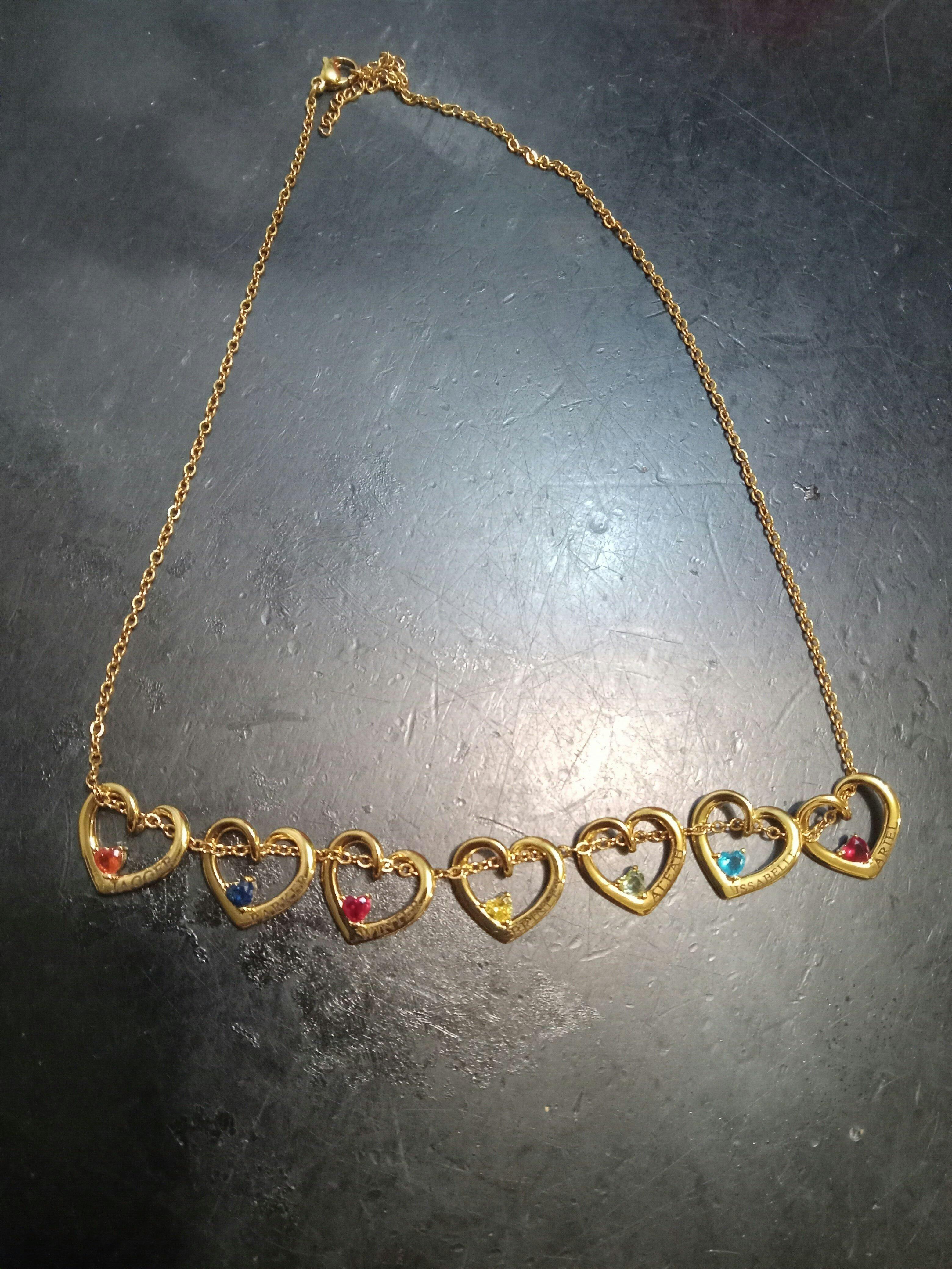 Personalized Heart Name Birthstone Necklace For Mom Grandma